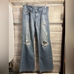 American Eagle Outfitters Light Blue Distressed Flare Jeans